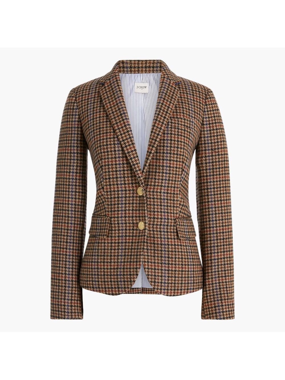 J. CREW Wool-Blend Schoolboy Blazer in Brown Houndstooth, 8 - Picture 2 of 10